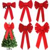 Large Christmas Wreath Decor Flocked Bow Decoration, Velvet Red Ribbon for Holiday Tree Soft Decorations Topper Gift Box Packaging And Embellishment,