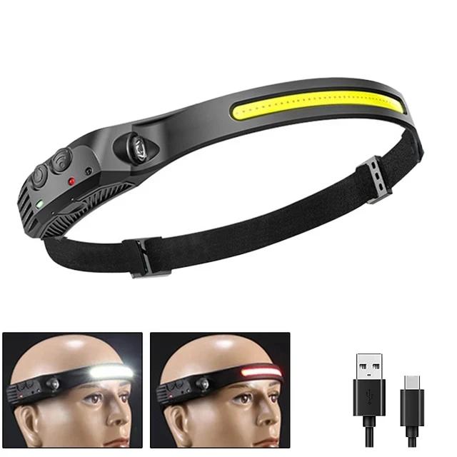 1-10Pcs Tricolor LED Sensor Headlamp Built-in Battery USB Rechargeable Head Flashlight Outdoor Camping Fishing Emergency Lamp