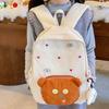 Blue And Delightful Beige Kids Backpack For Toddlers With Spacious Compartment And Trendy Design Elements