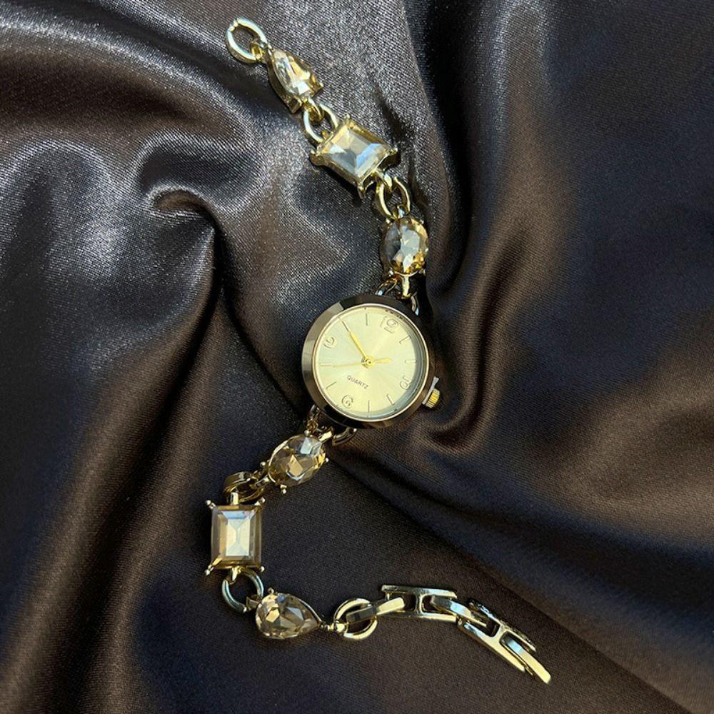 Элегантные женские наручные часы Ретро кварцевые наручные часы Винтажные кварцевые часы со стразами Женские