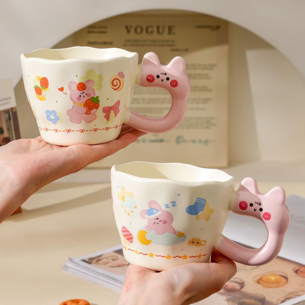 Rabbit Children's Gift Cartoon Ceramic Mug Cute High-value Water Cup Home Student Breakfast Cup Souvenir