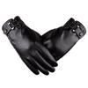 Gloves Men'S Touch Screen Leather Gloves Faux Leather Washed Leather Pu Fleece Thermal Cycling Gloves Driving Leather