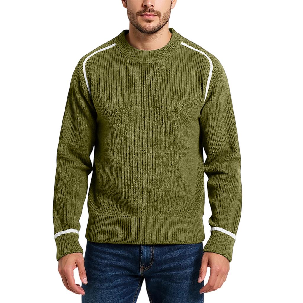 Men's Fashion Knitting Pullover Long Sleeves Loose Flip Collar Sweater