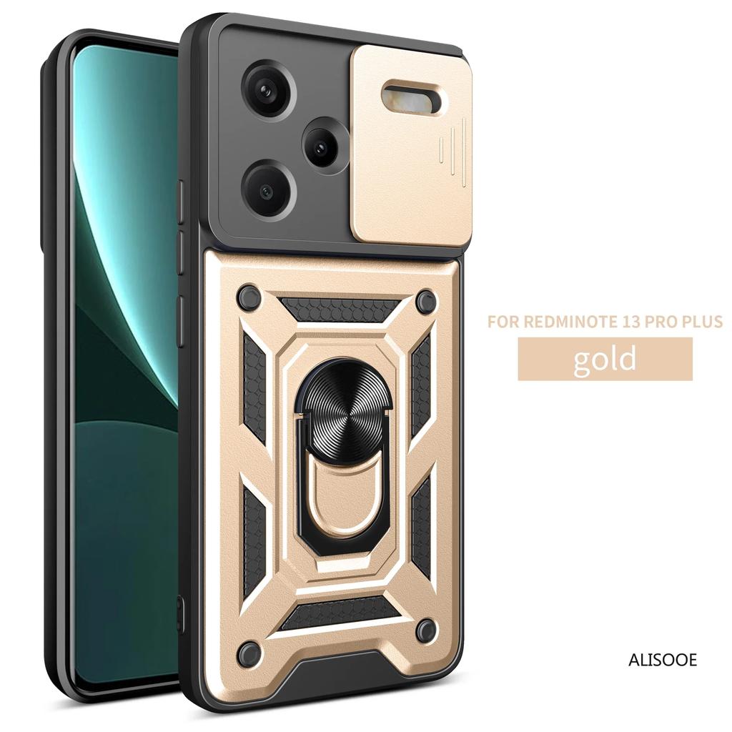 Slide Camera Funda для Redmi Note 13 Pro Plus Чехол для Xiaomi Redmi Note 13 Pro Capa Вращающееся кольцо-подставка Ударопрочный чехол