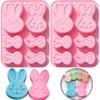 Силиконовая форма для шоколада в виде 3D Пасхального кролика, 2 шт., большие формы Пасхального кролика для выпечки, желе, конфет, формы для Пасхального мыла, для бомбочек с горячим шоколадом