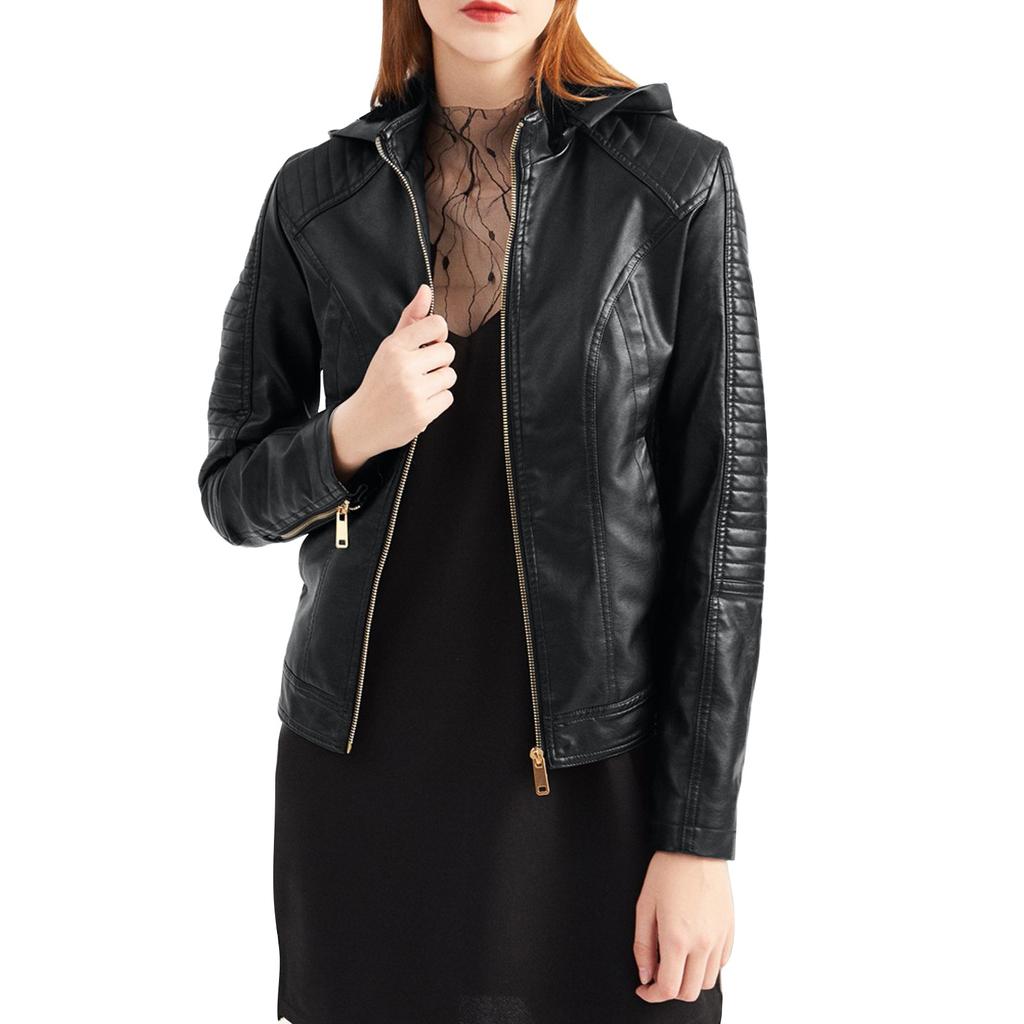Женская кожаная куртка с капюшоном, короткая куртка на осень и зиму, теплая повседневная куртка
