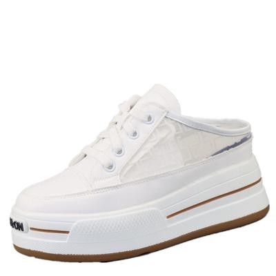 Мода 8 см плоская обувь женские тапочки мягкий закрытый носок шлепанцы слиперы женские на танкетке платформе комфорт лето 2024 ажур резина ПУ