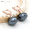 Trend Big Simulation Pearl Drop Earrings Rose Gold Color Cubic Zirconia Eardrop For Women Wedding Jewelry Gift
