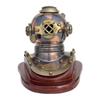 Marine Scuba Divers Helmet Solid Steel, Brass Diving Helmet with Wood Base Miniature 15.24 Cm