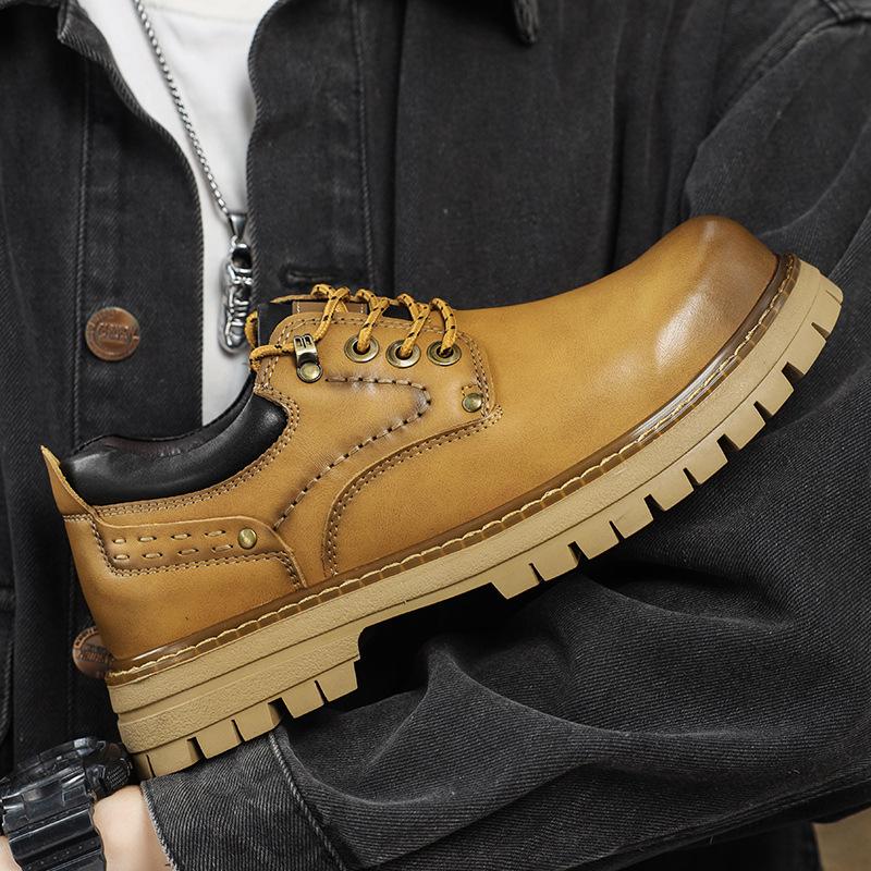 Мужские ботинки мартин низкие рабочие ботинки 2025 новые уличные в ретро стиле повседневные универсальные с большой головой модная обувь