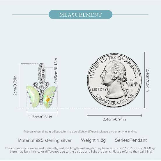 WOSTU 925 Sterling Silver Butterfly Charms Rainbow Crystal Pendant Animal Beads Fit Women Bracelet DIY Necklace Jewelry Making