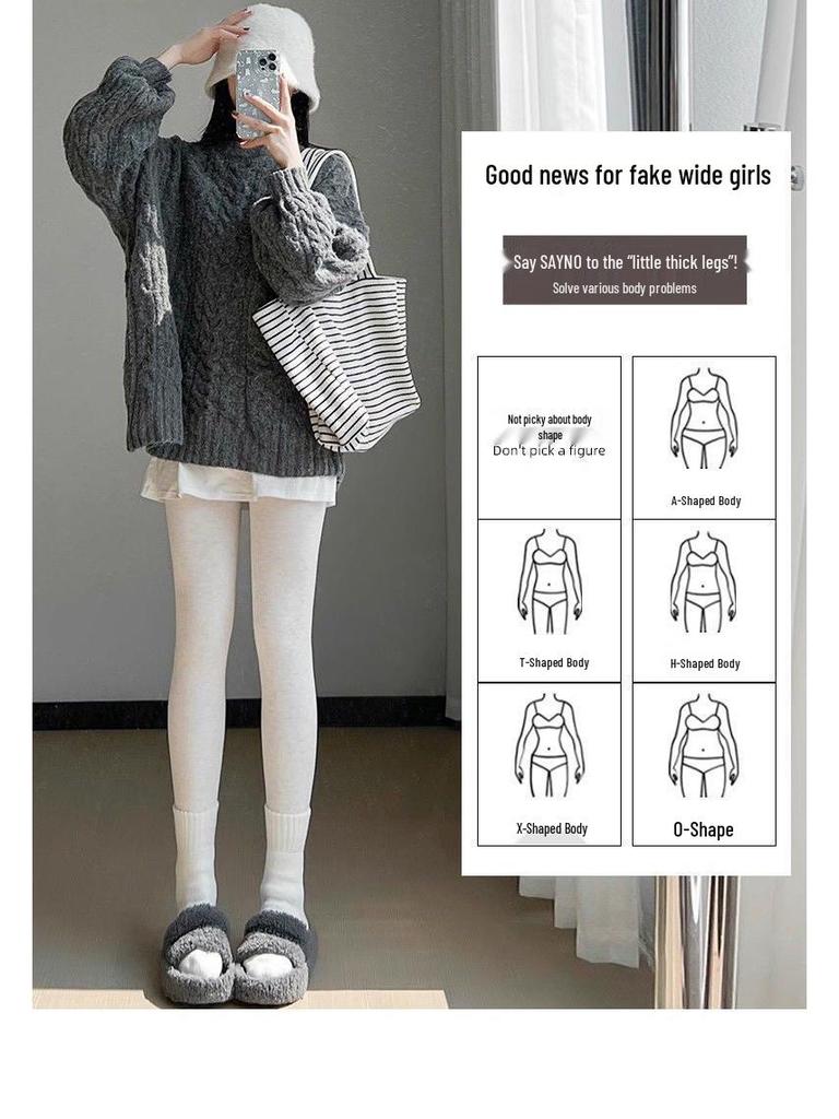 Женские леггинсы цвета овсянки с флисовой подкладкой: Теплые и стройнящие колготки осенне-зимнего уличного стиля для 2025 года