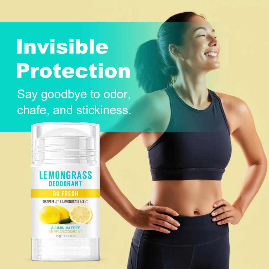 Дезодорант-карандаш с лемонграссом - обеспечивает длительную защиту от запаха и пота, увлажняет и успокаивает кожу - подходит для женщин, 40 г