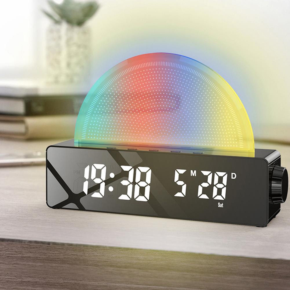 Colorful Alarm Clock Morning Wake Up Alarm Sunrise Simulator Bedroom Night Light Support 2 Wakeup