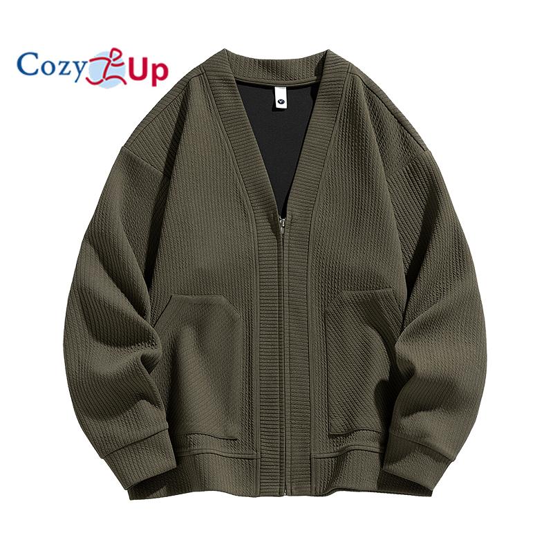 Уютный мужской кардиган, свитер из полушерсти, вязаный кардиган с V-образным вырезом и пуговицами, с карманами
