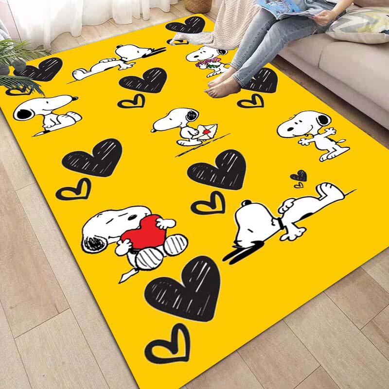 Non-slip area rug for living room with Snoopy cartoon design, soft rug for bedroom, children's playroom, sofa, home decor, doorm