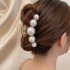 Big Size Pearl Hair Claw Pearl Decor Hairpin Elegant Shark Clip  Daily Styling