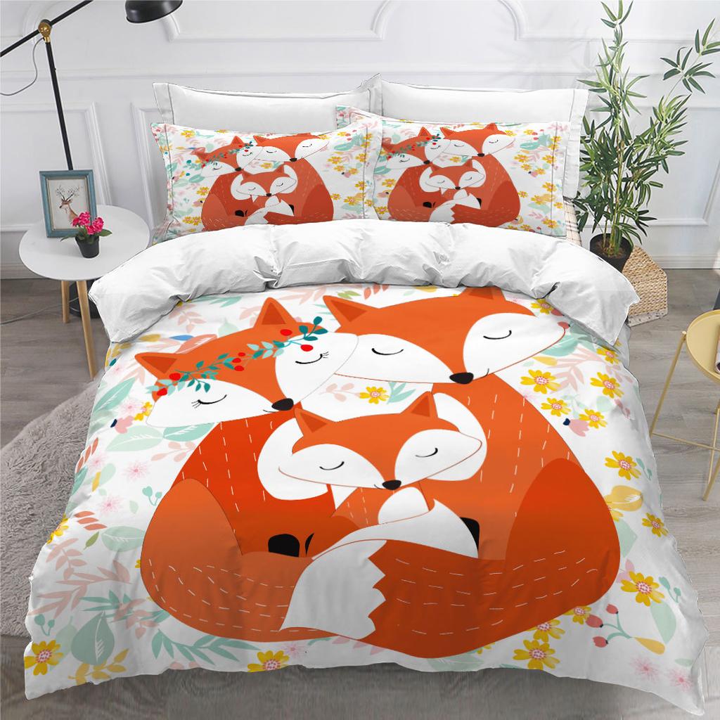 3D Cartoon Animal Bedding Set with High-definition Digital Printed Duvet and Pillowcase 2/3 Pieces Suitable for Children's Room and Home Decoration