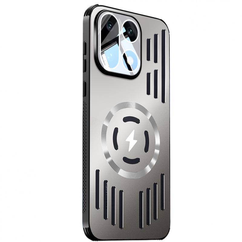 Противоударный чехол-подушка для OnePlus 15: Ледяной алюминий, Магнитное рассеивание тепла, Матовый металл, Легкий.