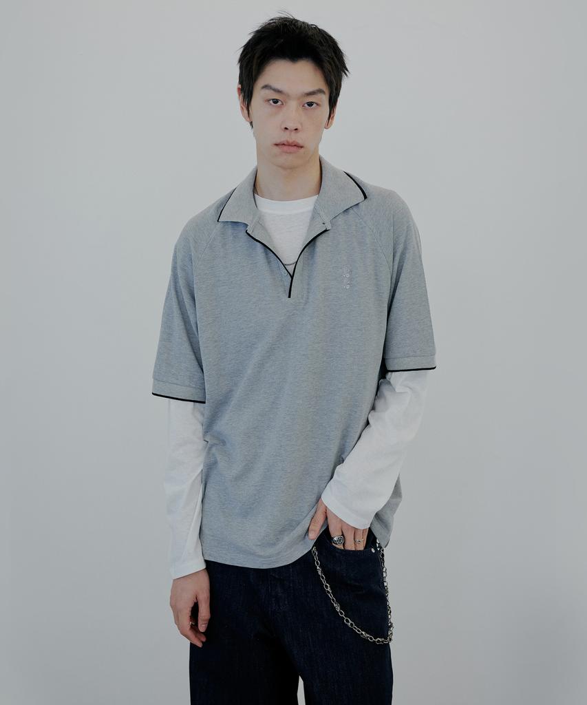 NUAKLE Line Pique Shirt_Gray