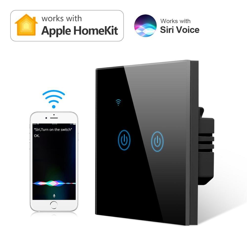 Приложение Apple Home Kit Беспроводной Wi-Fi выключатель света Siri Voice Remote Control Умный дом Сенсорный переключатель Работает с Apple Homekit Стандарт ЕС