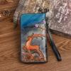 Johnature Vintage Wallet Genuine Leather Deer Head Embossed Women Long Wallets Natural Real Cowhide Hand Purse
