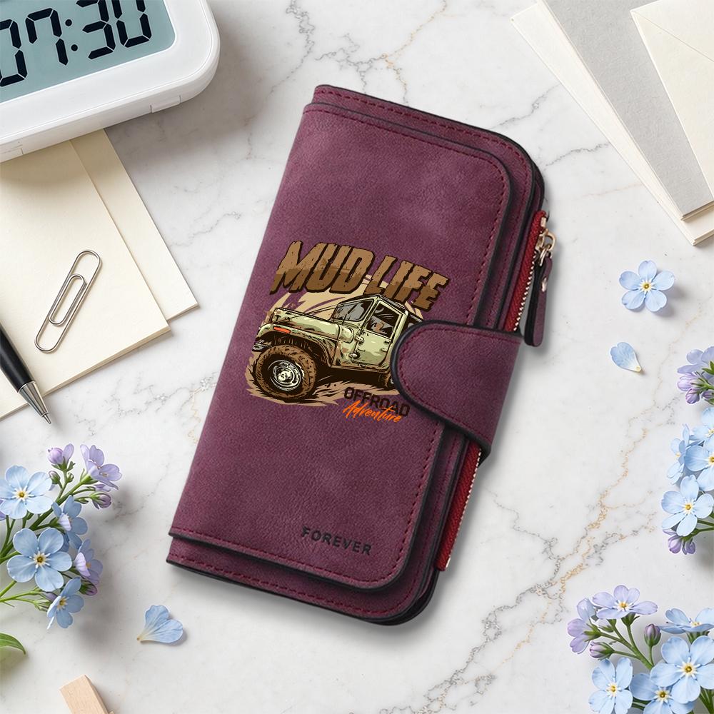 Mud Life Offroad PU Long Wallet for Outdoor Adventure Stylish Portable Card Holder Purse