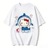 2026 New Arrival Kawaii Hello Kitty Shark Print Couple T Shirts Casual Family Matching Outfits Parentchild Tees Tops Summer Y2k