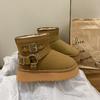 Модные туфли на плоской подошве с мехом женские ботильоны на платформе замшевые плюшевые хлопковые туфли повседневные нескользящие туфли женские зимние 2025 трендовые удобные ботинки Mujer