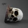 Durable Resin Knife Block Skull Holder, Spooky Skeleton Head Stand with 7 Organizer Slots, Halloween Horror Cutter Rack for Gothic Kitchen Countertop