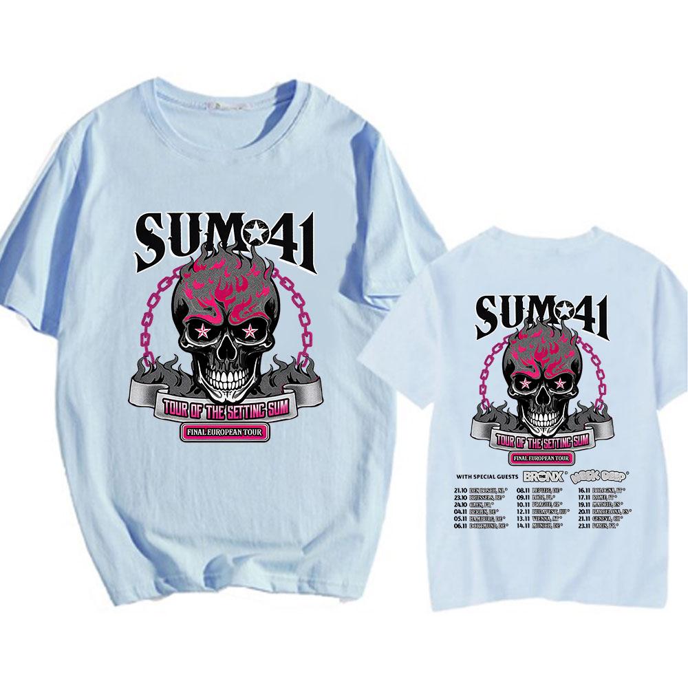 Футболка Tour of The Setting Sum Sum41 из хлопка, летние высококачественные мужские футболки с круглым вырезом, повседневная готическая футболка в стиле хип-хоп, унисекс