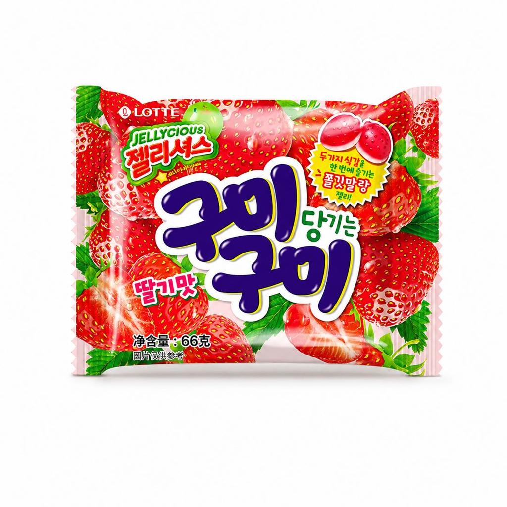 Мягкие конфеты Lotte со вкусом клубники 66 г