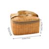 Portable Wicker Rattan Basket Waterproof Tableware Container Khaki Lunch Box Keep Warm Outdoor Camping Picnic Bag