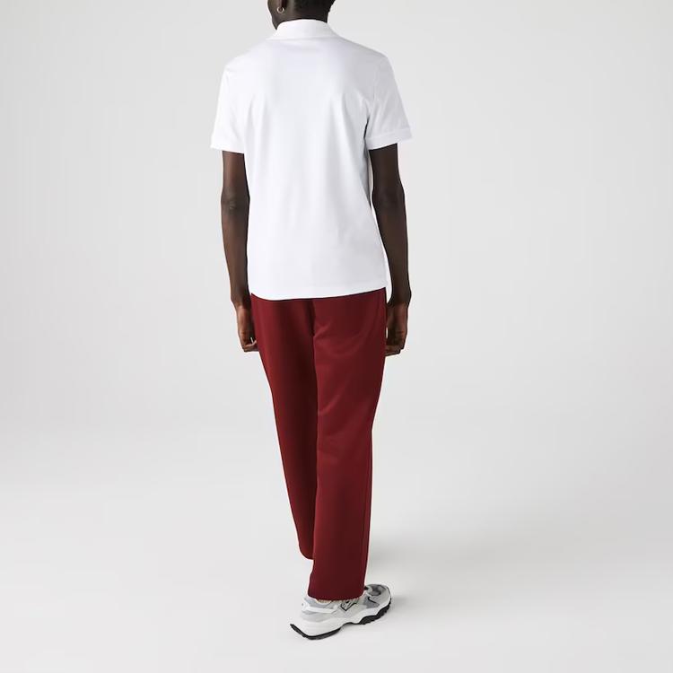 Lacoste Мужская повседневная классическая хлопковая футболка-поло с коротким рукавом и вышитым логотипом, в рубчик, удобная, приталенная, белая, DH2050-001