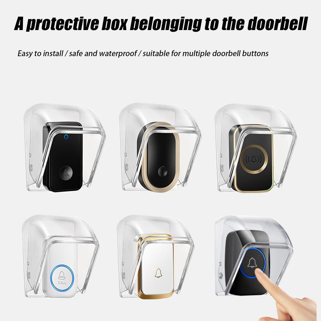 Waterproof Cover For Wireless Doorbell Door Bell Ring Chime Button Transparent Door Bell Protective Case Doorbell Cover