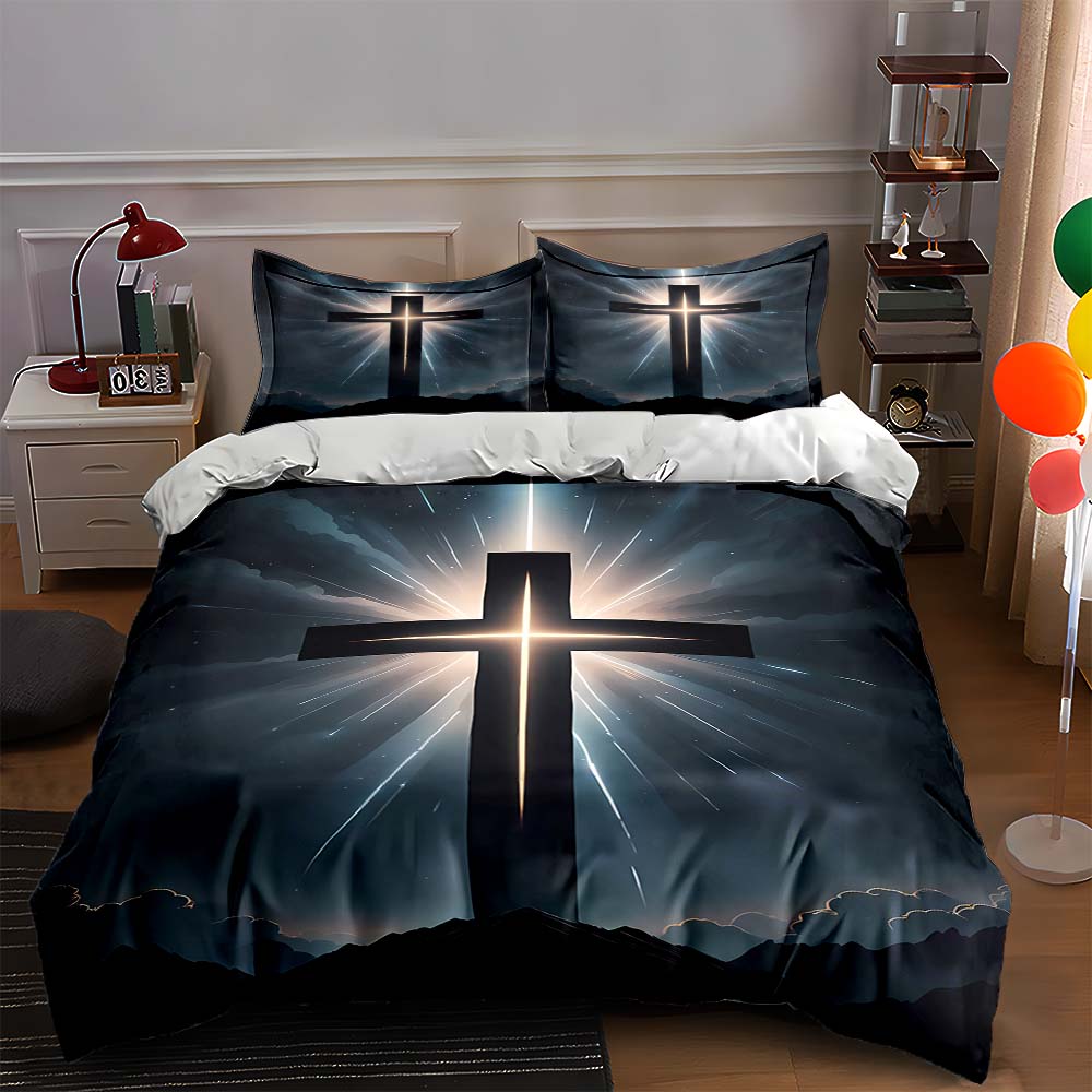 Radiant cross design. Bedding Duvet cover sets Duvet covers Pillowcases gifts (1 * Duvet Cover 2 * Pillowcases, without duvet insert)