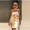 Платье без рукавов с принтом, женское, свободное, с квадратным воротником, с открытыми плечами, мини-платья, пляжная одежда