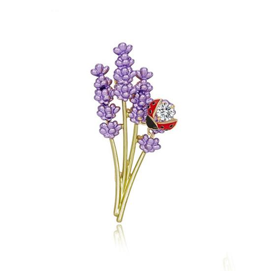 Брошь лаванды с декором в виде божьей коровки, воротник пальто, платье, шарф, шляпа, украшение, булавка, капающее масло, насекомое, цветок, брошь для официальной вечеринки, свадьбы