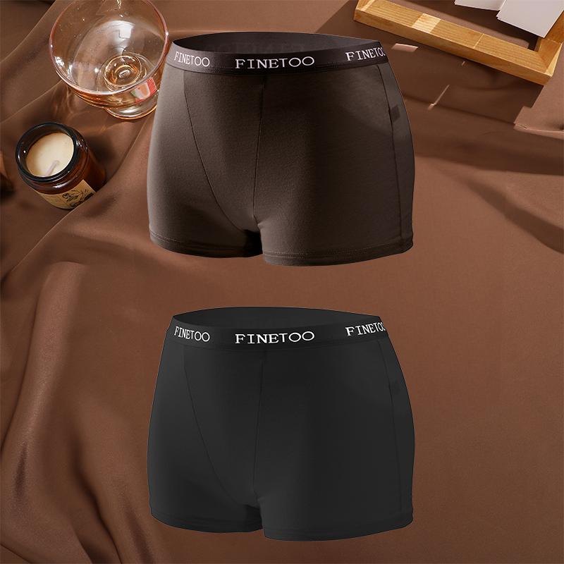FINETOO 2Pcs/Set Low Waist Women's Underwear Cotton Boxer Plus Size Short Pants For Lady Sexy High Stretch Underwear S-XXL Brief