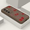 Cherry Pattern Matte Soft Case For Smausng S25 Plus S24 FE S23 Ultra A36 A56 A16 A26 A15 A55 A35 A06 Lens Protection Shockproof TPU Phone Cover