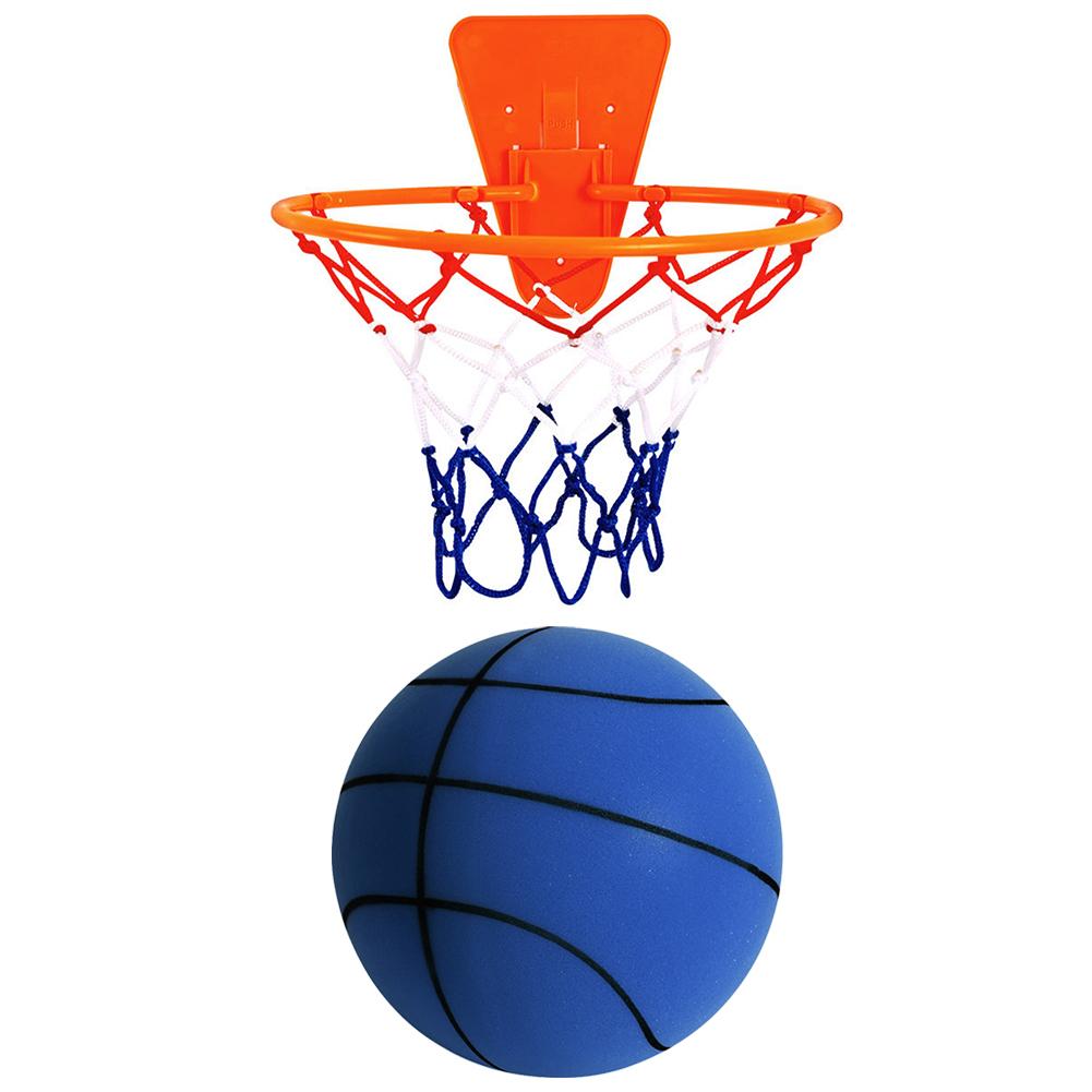 Indoor Silent Basketball Sports Bouncy Balls 18/21/24cm High Density Foam Material Kids Adults Ball Training With Portable Net