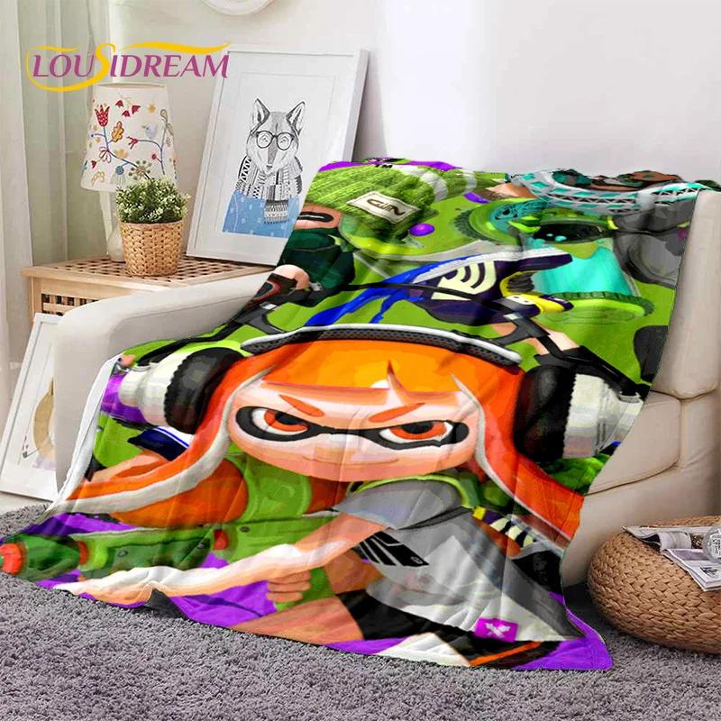 Splatoon3 PC Игрок Мультяшная Игра Мягкие Одеяла, Теплое Плед-Покрывало Уютное Одеяло для Пикника Кроватей Дивана Дома Спальни Подарок