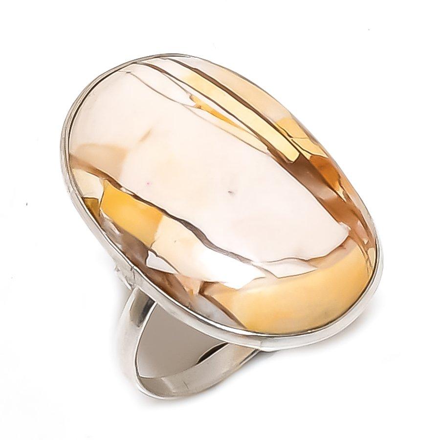 Brecciated Mookaite Handmade 925 Sterling Silver Jewelry Ring Size 8.5 Q8U66