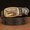High Quality Belt Genuine Leather Belt for Men Carving Pattern Automatic Buckle Belt Strap for Jeans