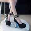 Women High Heels Sexy Shoes 2024 Spring New Chunky Platform Shallow Shoes Female Brand Design New Dress Goth Femme Zapatos Pumps