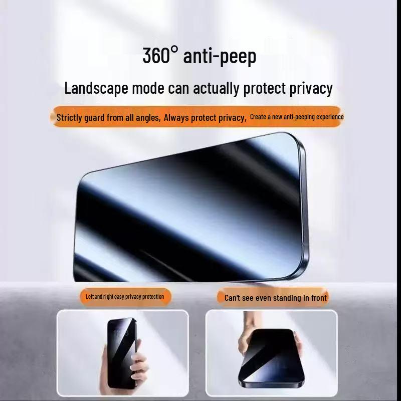 Закаленное стекло с защитой от подглядывания 360° для моделей Apple Pro: 14, 15, 16 Pro Max и 17