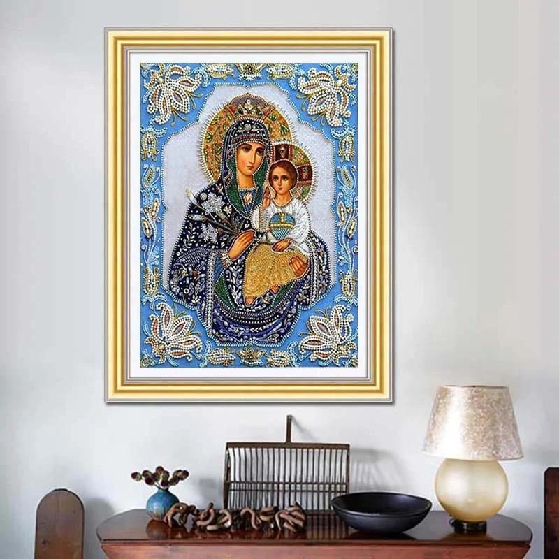 Art Hanging Painting DIY Madonna Jesus Square Full Diamond Character Painting Home Interior Decoration Fabric Craft Art Painting