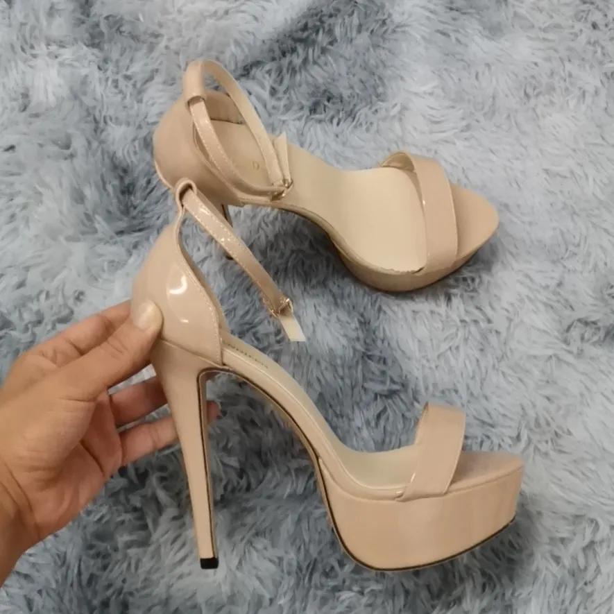 Женские босоножки, новые 14 см, сексуальные, очень высокие каблуки, лакированная кожа, открытые носки, босоножки на платформе для ночного клуба, черные, красные, свадебные туфли