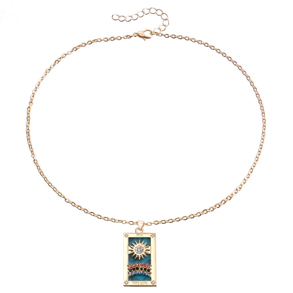 Coloeful Tarot Necklace Star Moon Sun Lovers Magiclan Knight Empress Pendant Necklace for Women