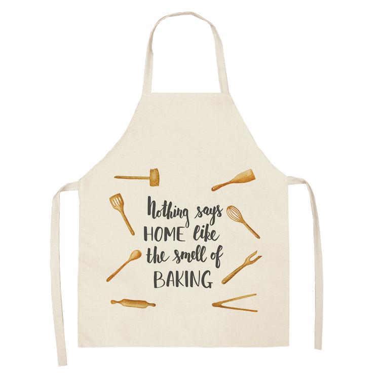 Letter Alphabet Kitchen Apron For Women Linen Bibs Household Cleaning Pinafore Cooking Apron 68*55cm Waist Baking Barista Aprons